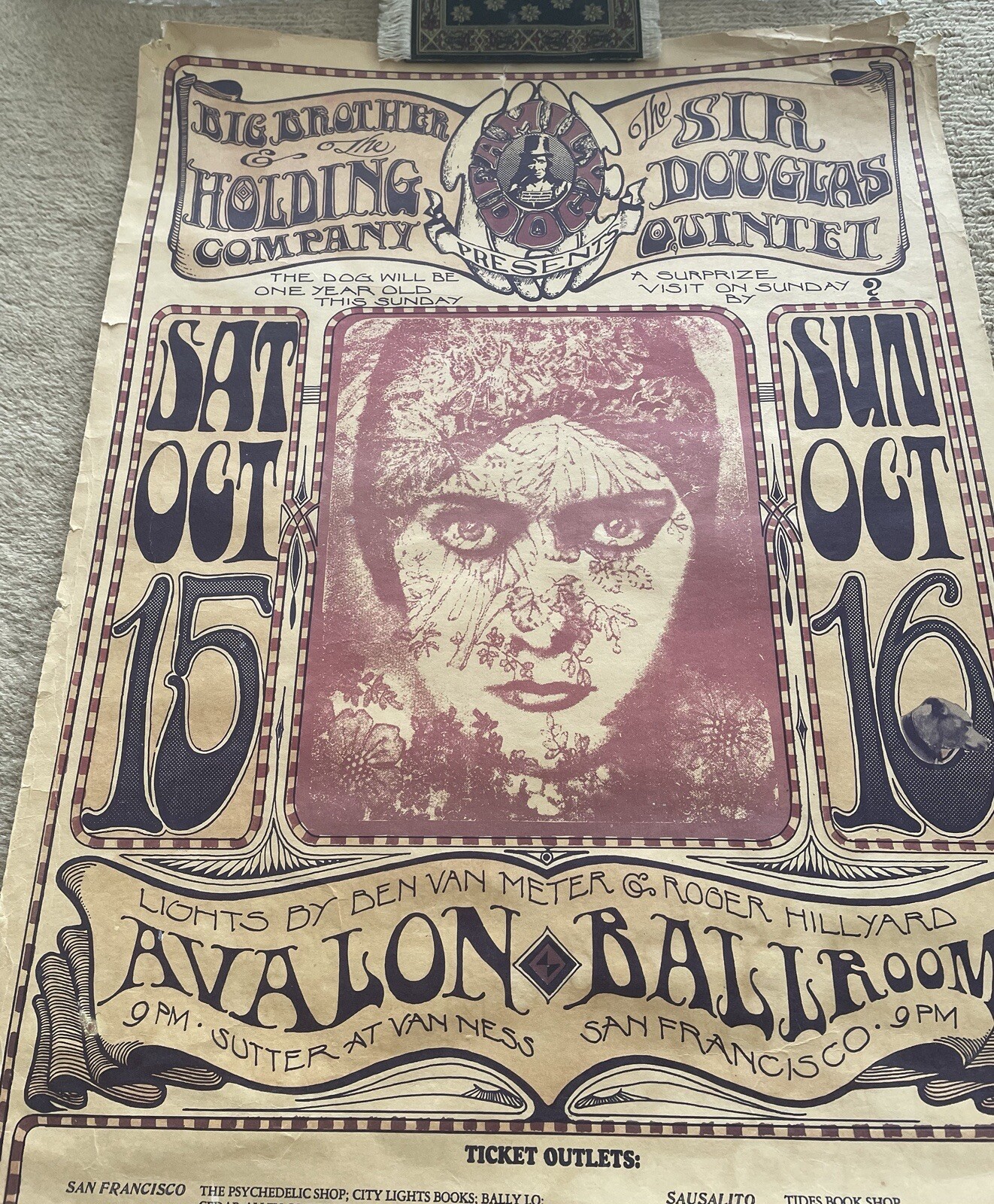 1966 BIG BROTHER & THE HOLDING CO. Sir Douglas Quintet, FD-30 Family Dog Poster