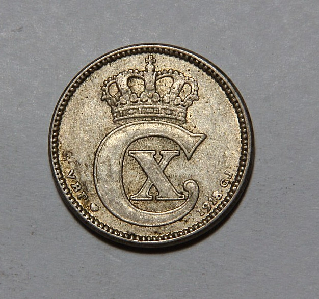 1918 Denmark 25 Ore Nice AU -3833-