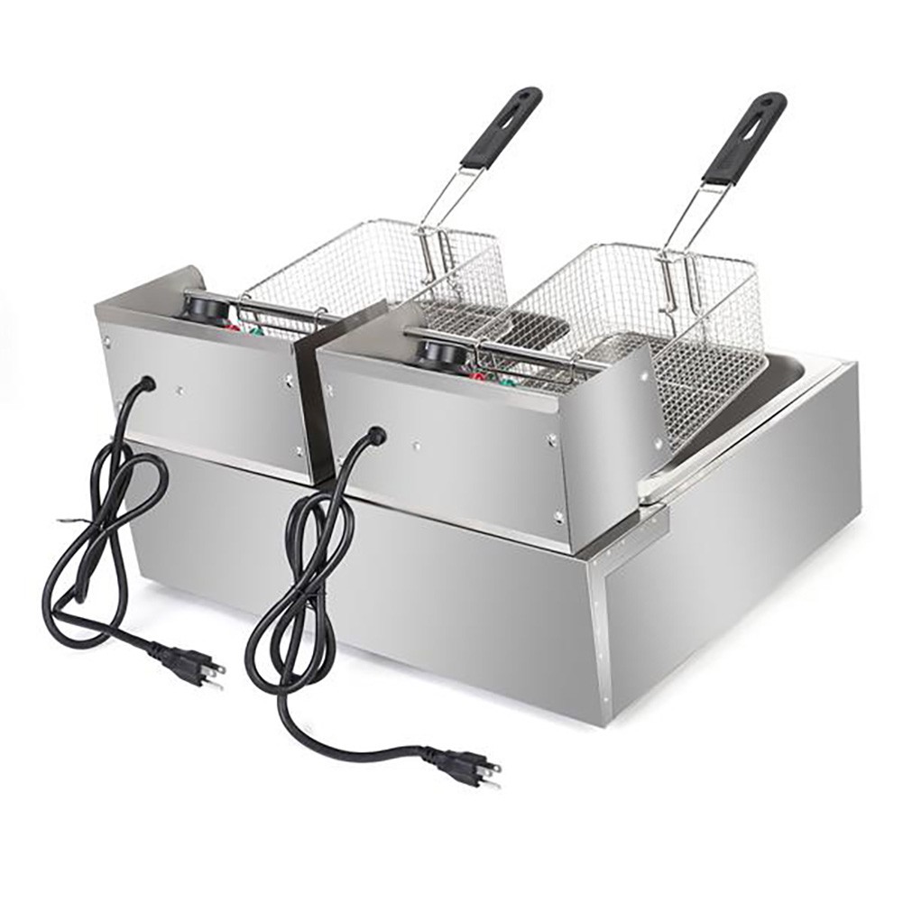 22.8QT Electric Deep Fryer Dual Tank Commercial Restaurant Countertop 5000W