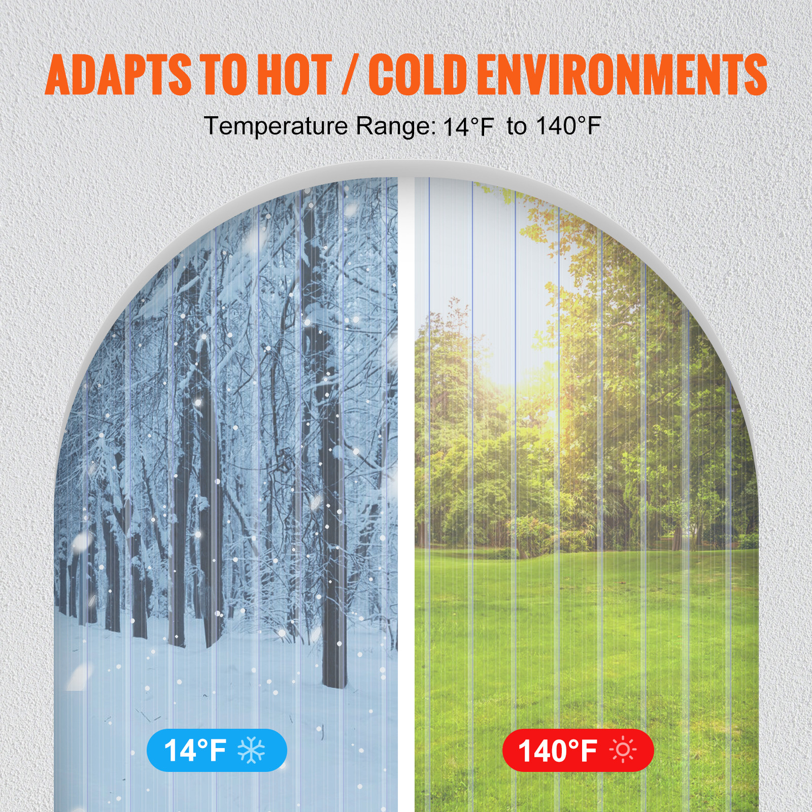 VEVOR Strip Curtain Ribbed PVC Door Curtain 150'x8" Roll Cooler Freezer Plastic