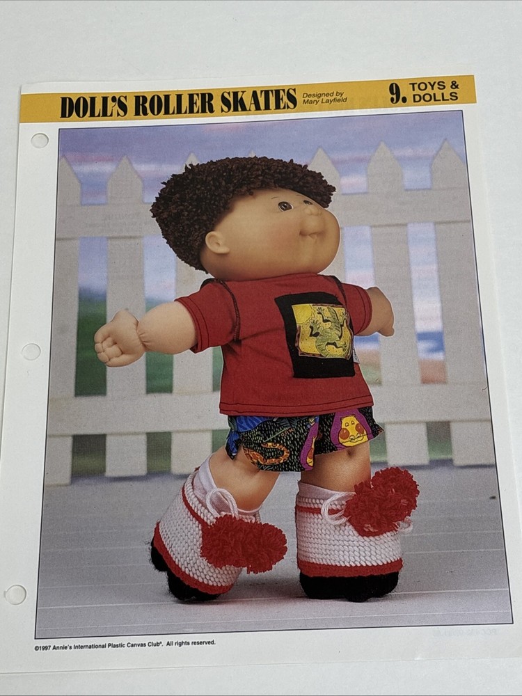Doll's Roller Skates Annie's Attic Plastic Canvas Pattern Page