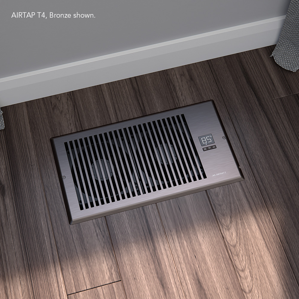 AIRTAP T4, Quiet Register Booster Fan, Heating / Cooling 4 x 12” Register Bronze
