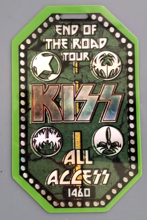 ORIGINAL KISS END OF THE ROAD TOUR ALL ACCESS LAMINATED BACKSTAGE PASS GREEN
