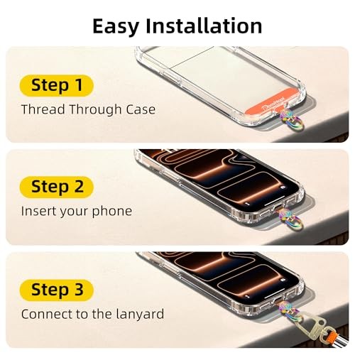 Phone Tether Tab, 4-Pack 360° Rotatable Secure Anti-Drop Prismatic Orange