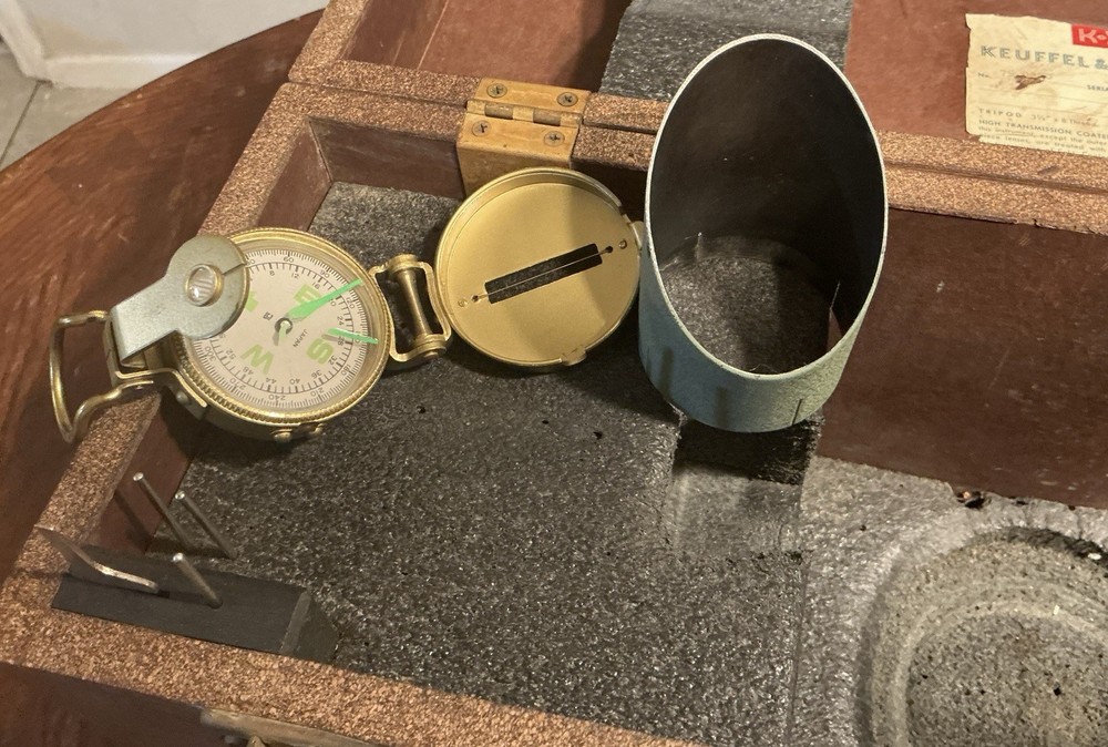 Vintage Keuffel & Esser K&E Dumpy Level - Transit with Wood Case