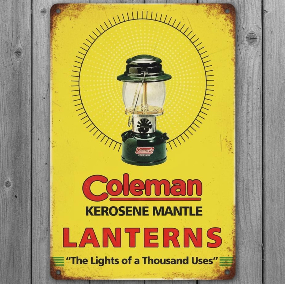Coleman Kerosene Lanterns 8 x 12 Vintage Novelty Metal Sign Shrink-Wrapped New!