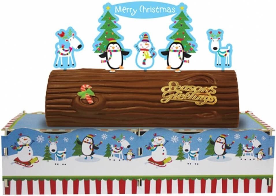 Happy Snowman Yule Log Stand