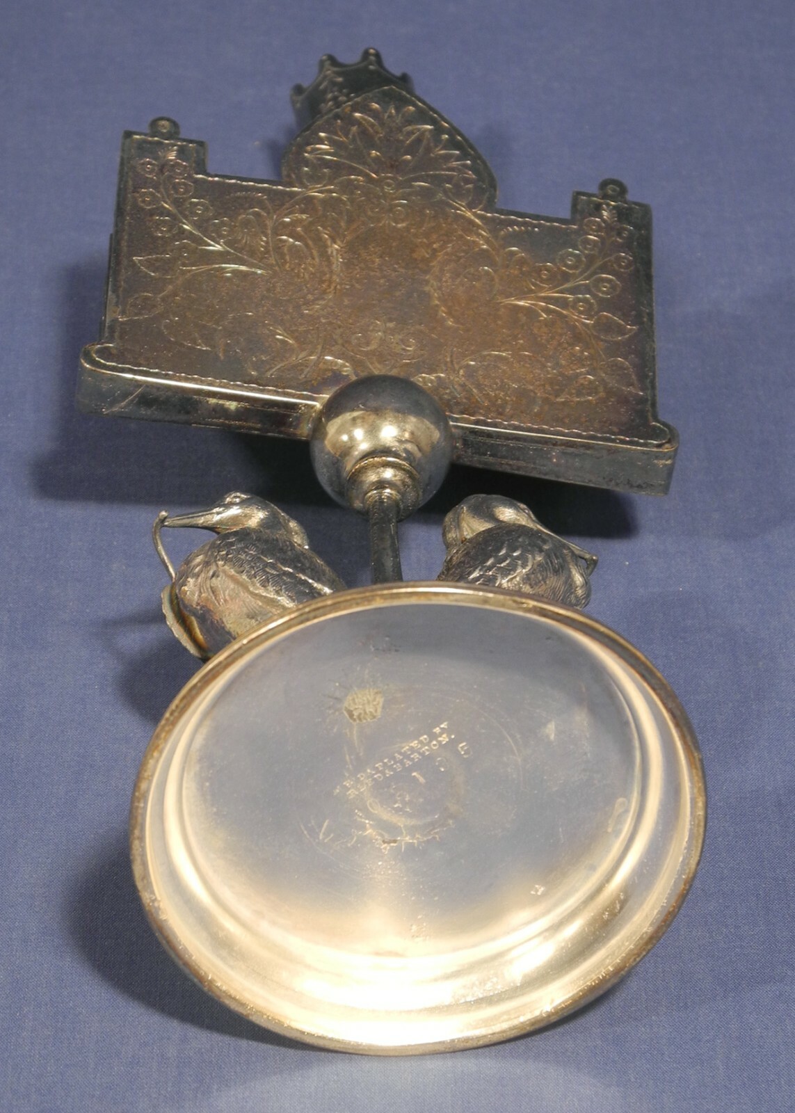 Vtg Antique Silverplated Letter Napkin Holder Reed + Barton 02135 Figural Birds