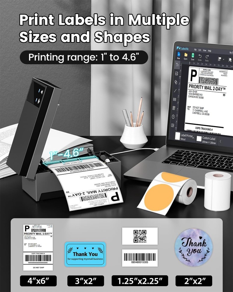 Phomemo Wifi Label Printer 4x6 Shipping Label Printer Wireless Thermal Printer