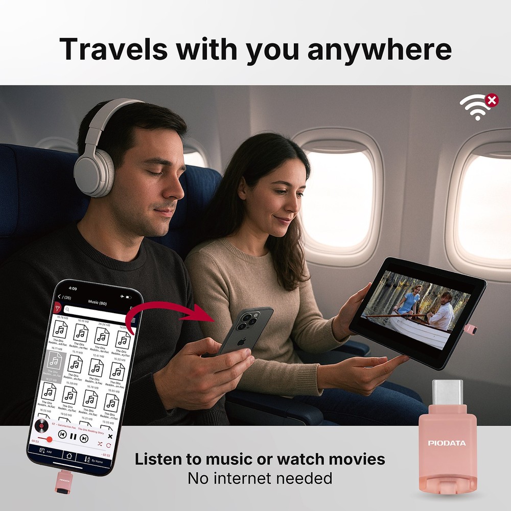 PioData Micro SD Card Reader for USB C iPhone, iPad, Android iXflash Q mini Pink