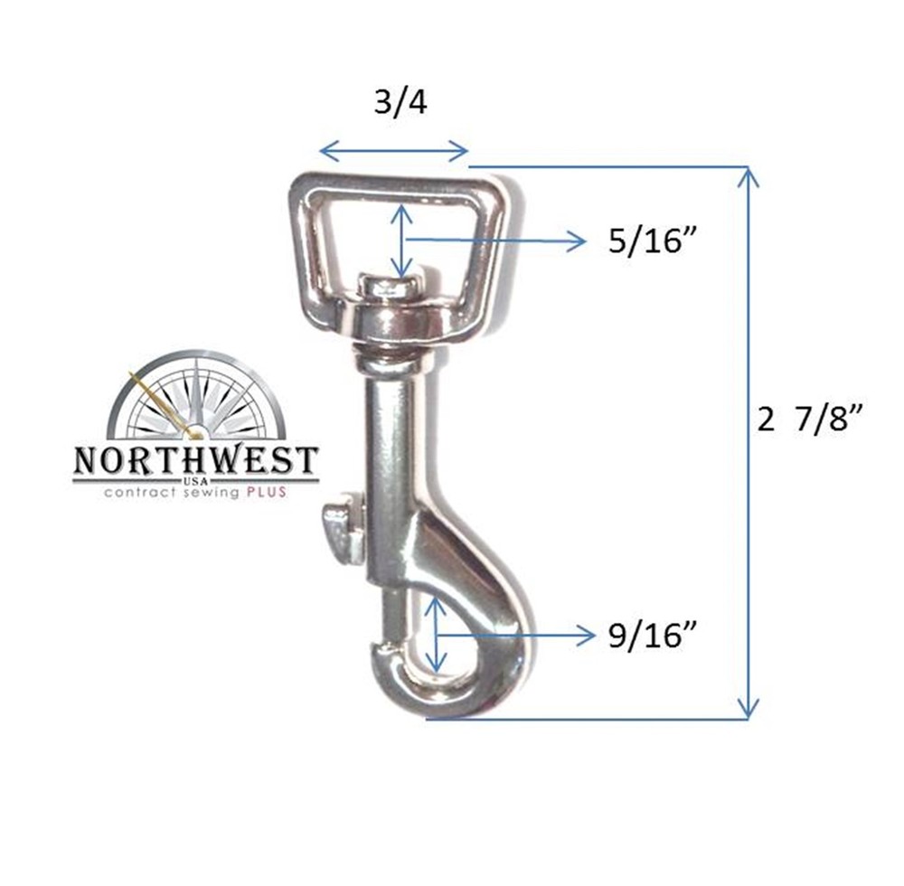 Swivel Snap Barrel Hook (Medium) for 3/4 inch webbing Nickle 10 hooks