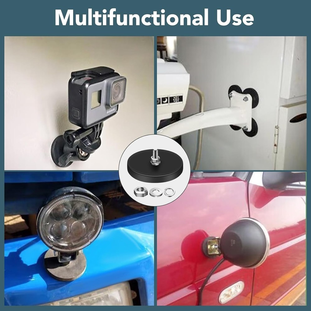 Rubber Coated Magnets, 2.6 Inch, 65LBS Pull Force, M6 Studs