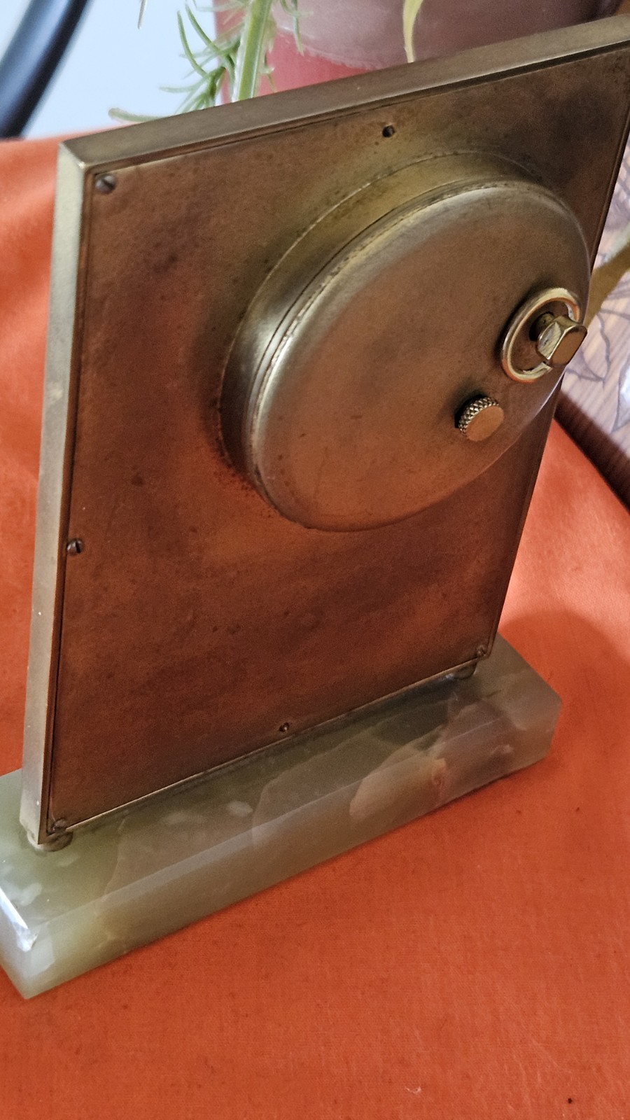 Vintage Art Desk Clock Swiss Marble Base Working