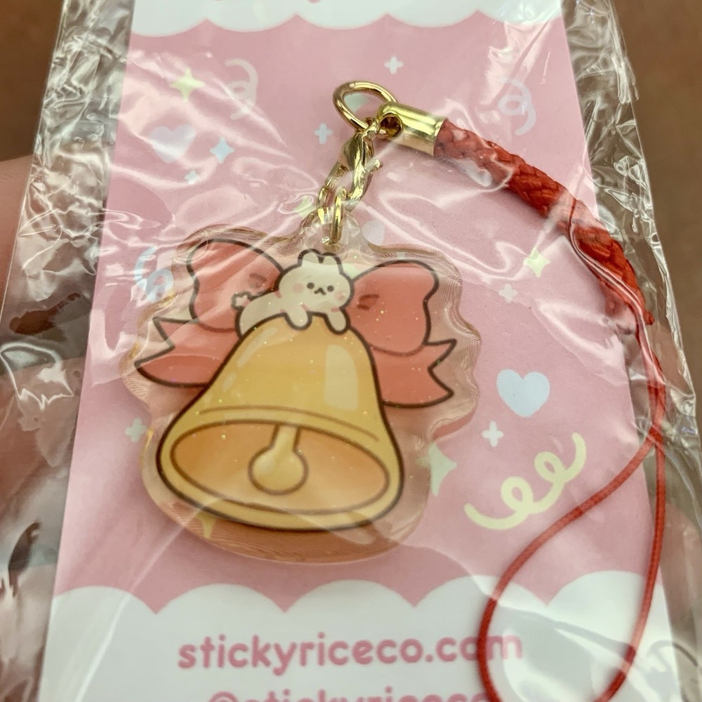 Red And Gold Sleigh Bell Phone Charm