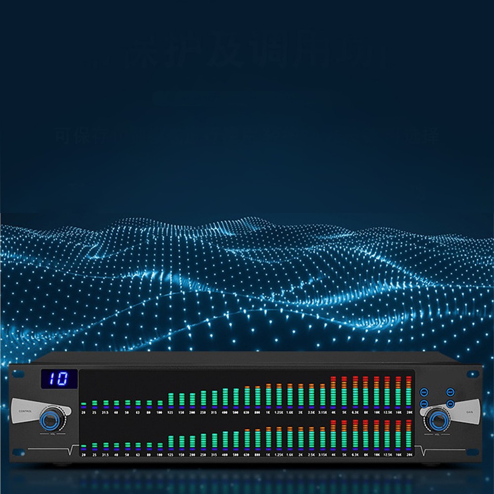Professional Graphics Equalizer Audio Processor Dual 31-Band Spectrum Display TF