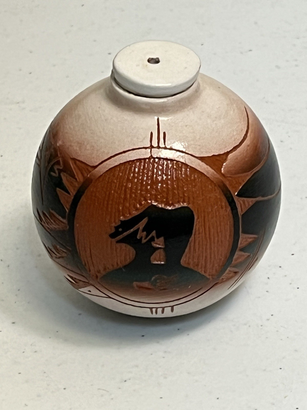 Mitchell Blackhorse Dine Hand-Crafted Native Wood Ornament, Bear Heartline, Claw