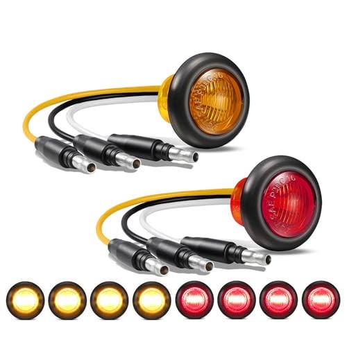 3/4 Inch Dual Function LED Lights - Strobe + Marker, [DOT Approved] Amber+Red