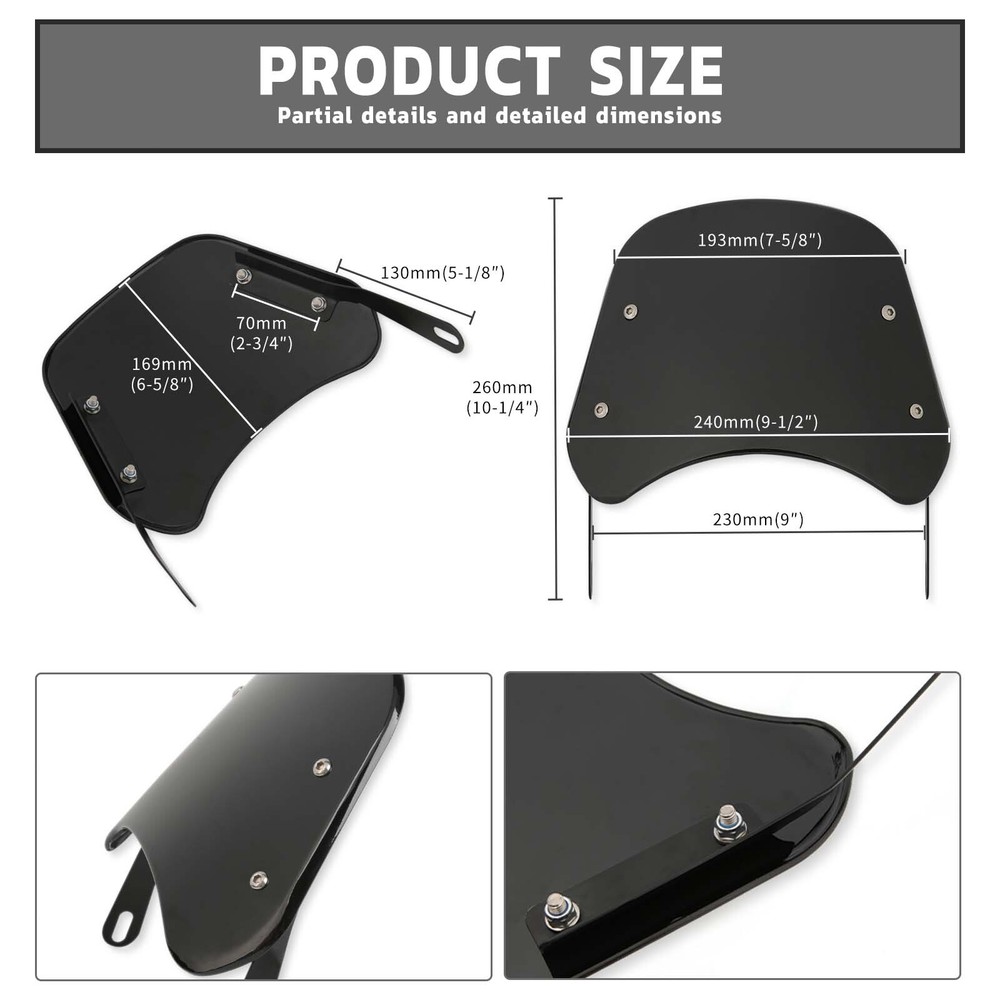 Motorcycle Windshield Windscreen Adjustable Wind Deflector For Super73 E-Bike US