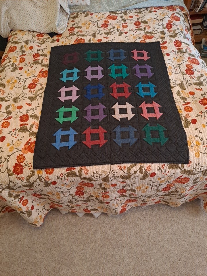Amish Churn Dash/Bow Tie Wall Hanging Quilt
