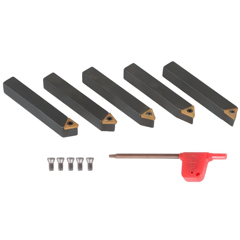 5 Pack 3/8 "lathe indexable carbide insert + turning tool bit holder kit New