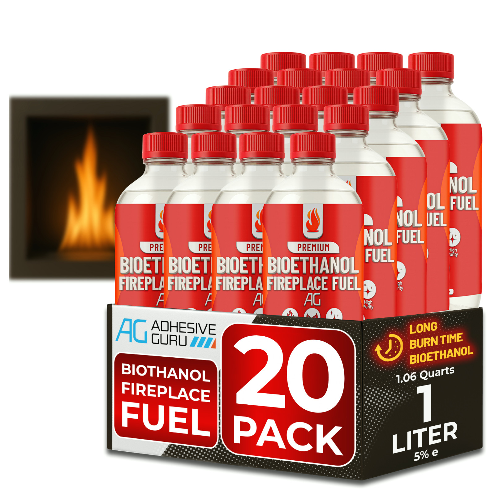Premium Bio Ethanol Fireplace Fuel (20X1 L) Fires, ,Versatile
