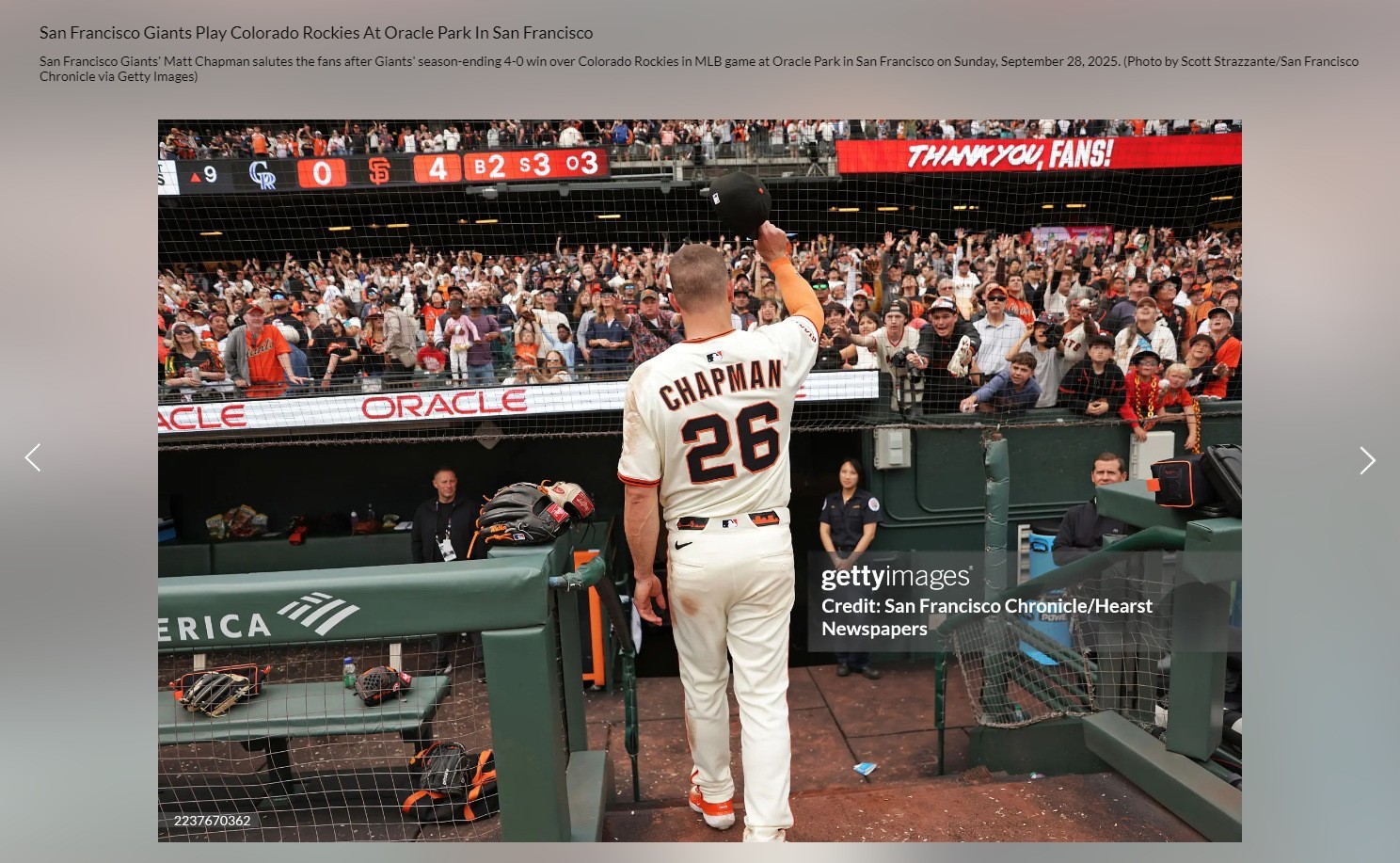 Matt Chapman game used 2025 San Francisco Giants black baseball cap 9/28 MLB