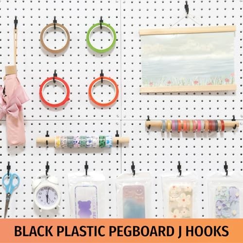 Pegboard Plastic Hooks 100pc - Black Peg Board Hooks for Hanging Black 100PC