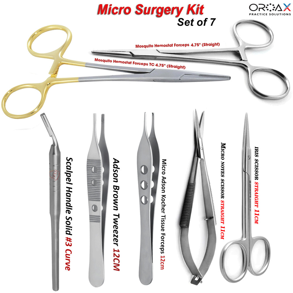 7PC Minor Micro Surgery Surgical Veterinary Dental Instruments Student Set Kit
