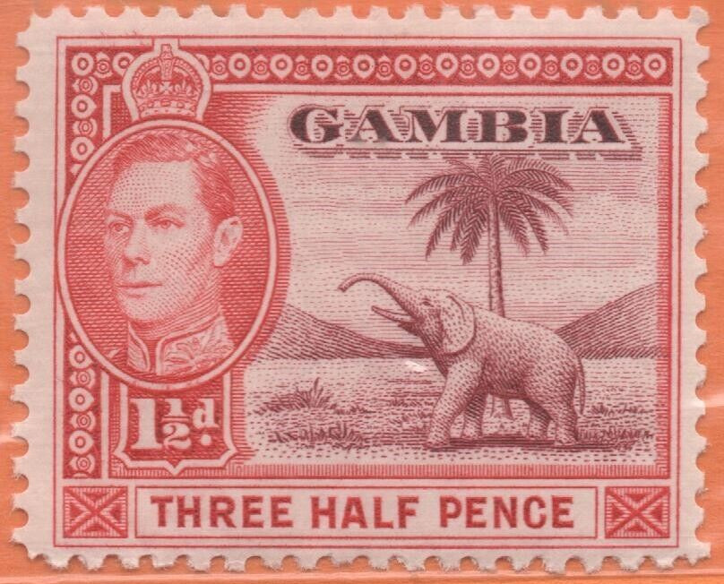 BRITISH GAMBIA STAMP MINT Unhinged Three Half Pence red