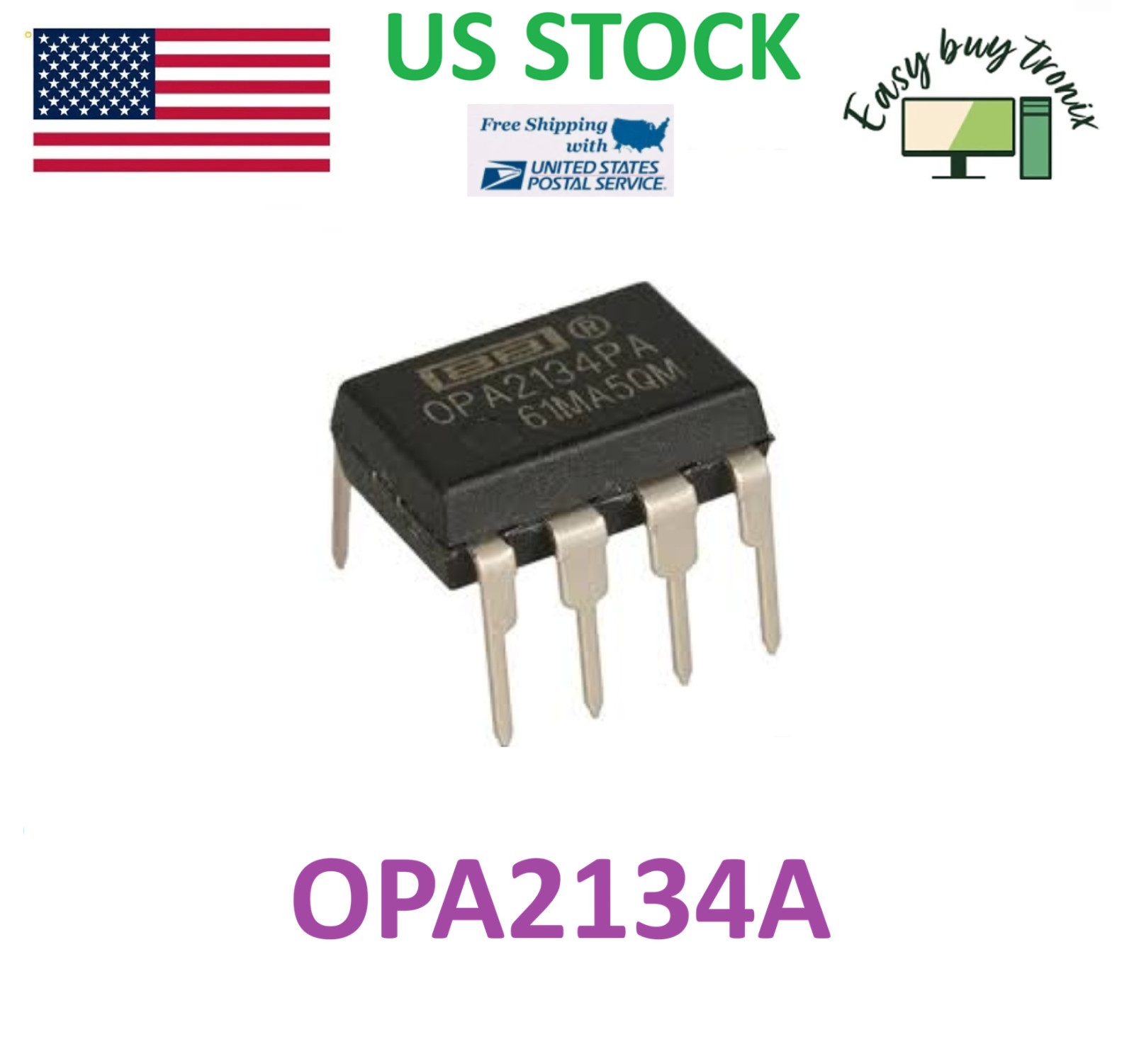 2Pcs OPA2134 OPA2134PA Burr Brown Dual OpAmp IC Free Shipping USA Seller