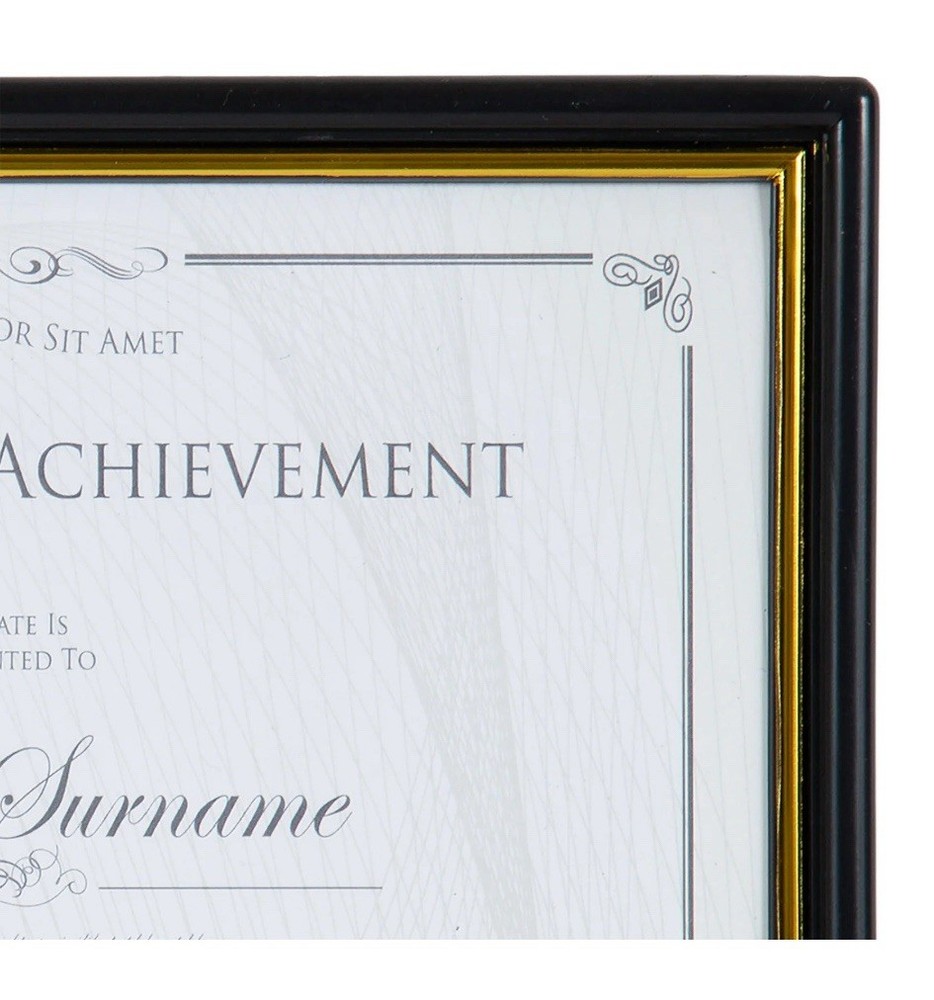 DesignOvation 8.5x11 Basic Black/Gold Classic Document Frame, Set of 2