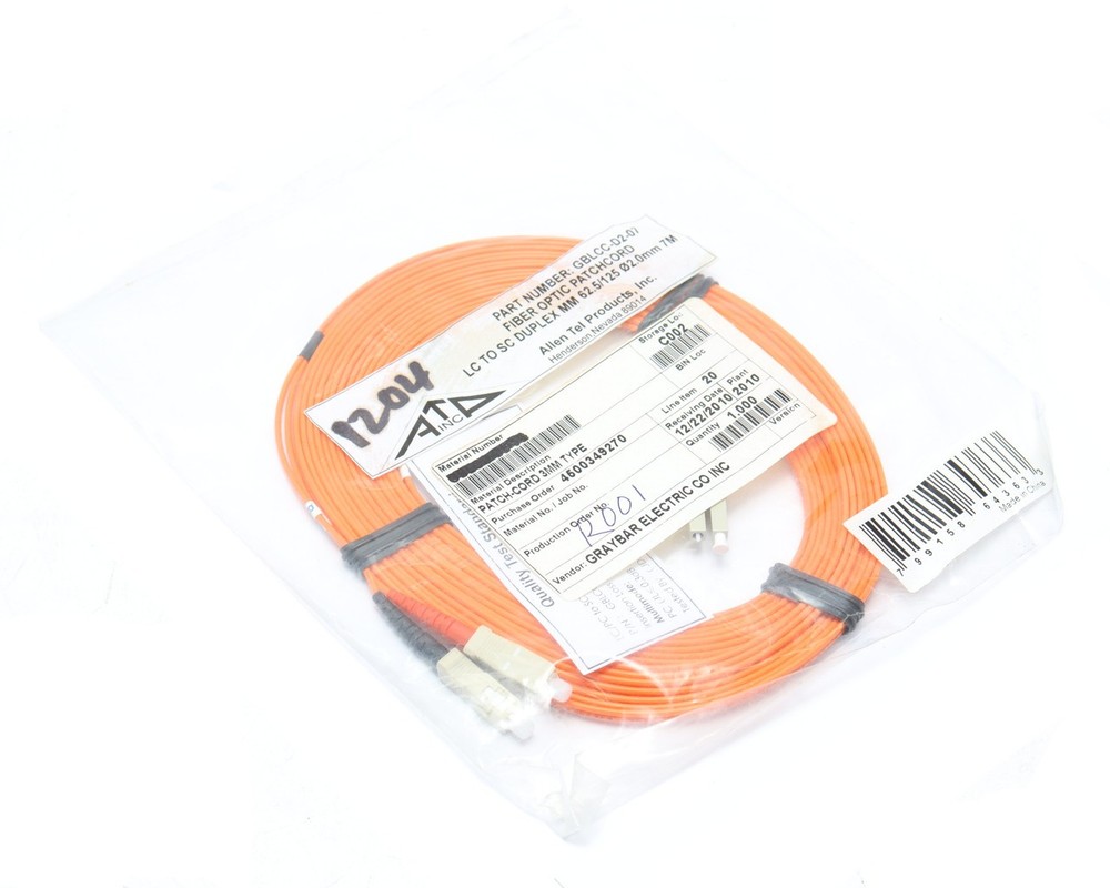 GBLCC-D2-07 Fiber Optic Patch, Multimode OM1 Duplex LC to SC. 7M