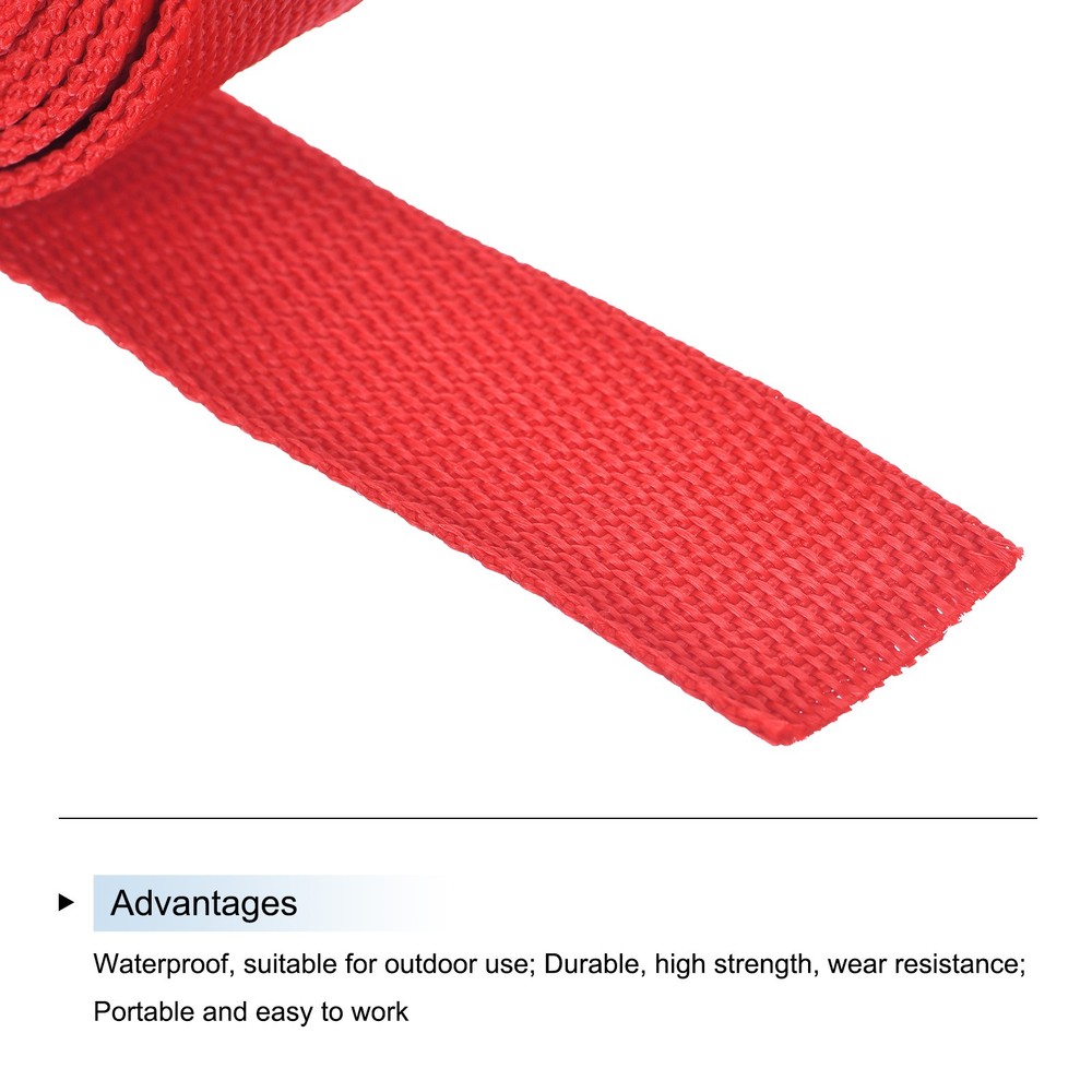 Lightweight Polypropylene Webbing Strap 1 1/4" 10 Yard Backpack Orange Red