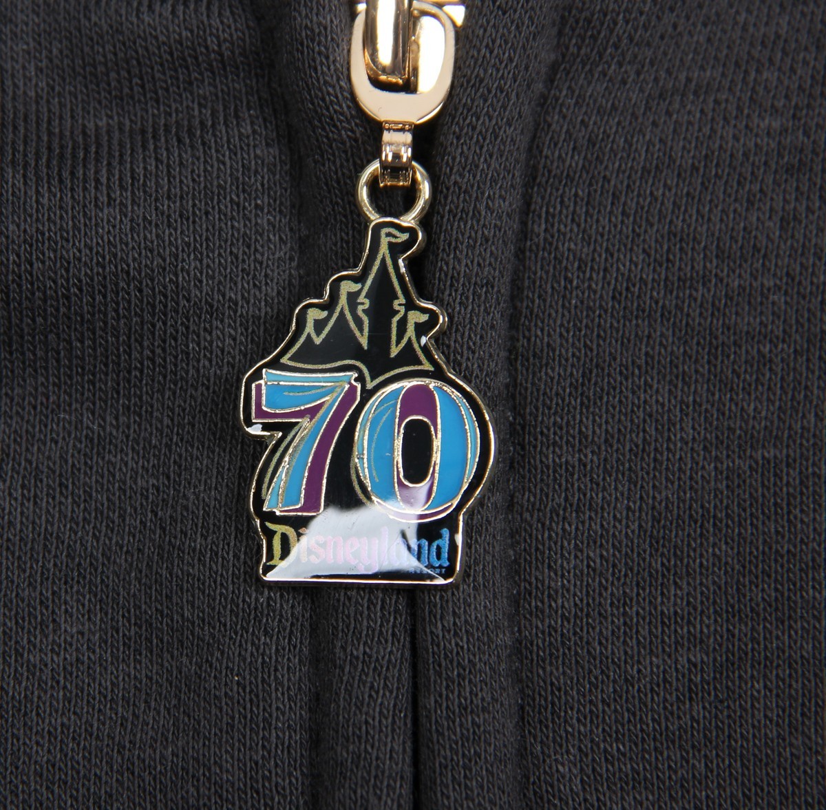 Disney Parks Disneyland 70th Anniversary Black Zip-Up Hoodie Size M