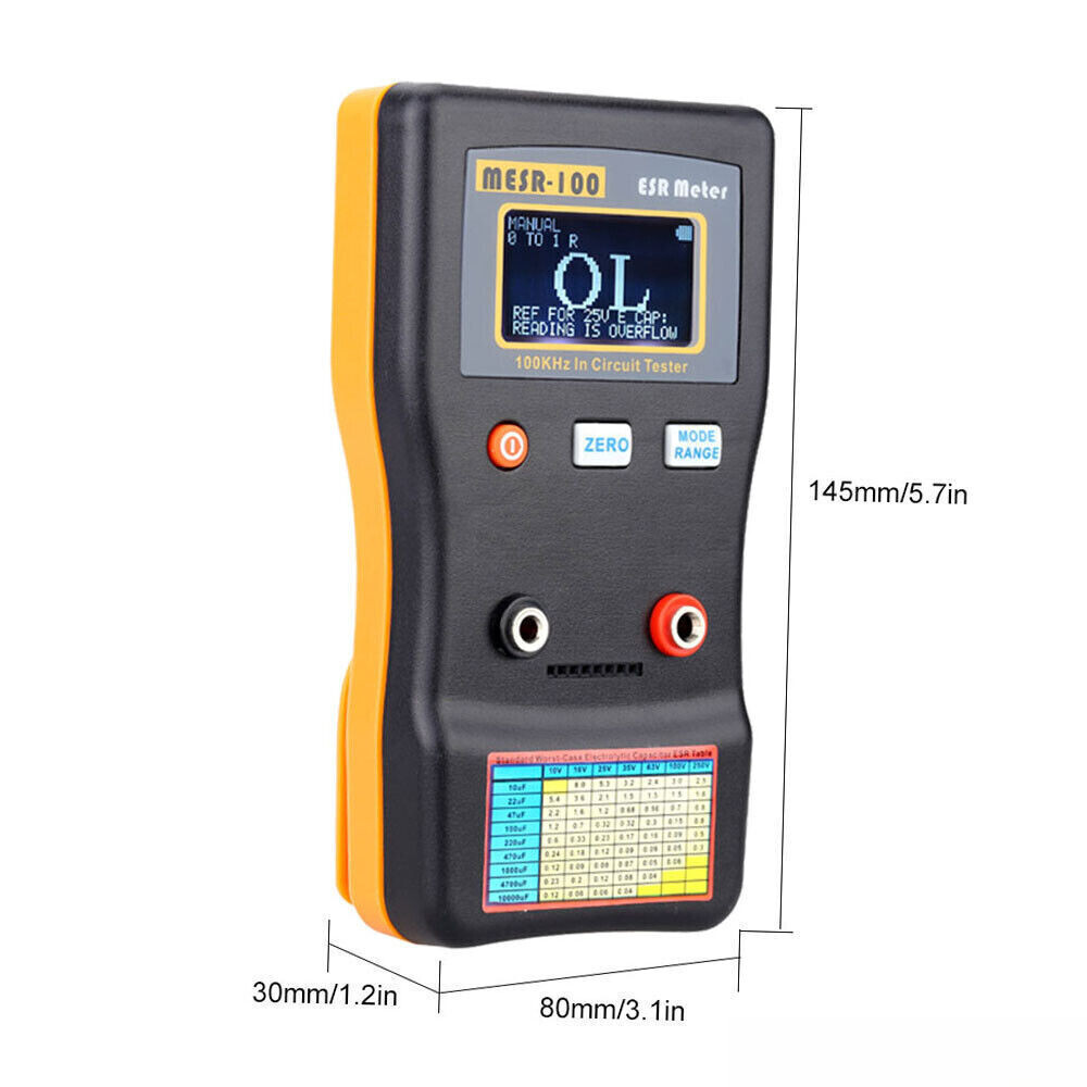 MESR-100 Digital Capacitance ESR Meter Capacitance Circuit Test + Test Clip