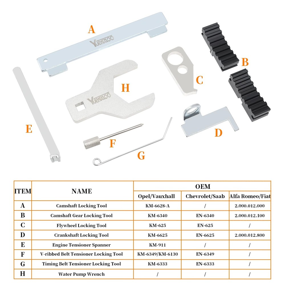 9PCS Engine Camshaft Alignment Locking Timing Tool Kit with Water 9 Pcs Set