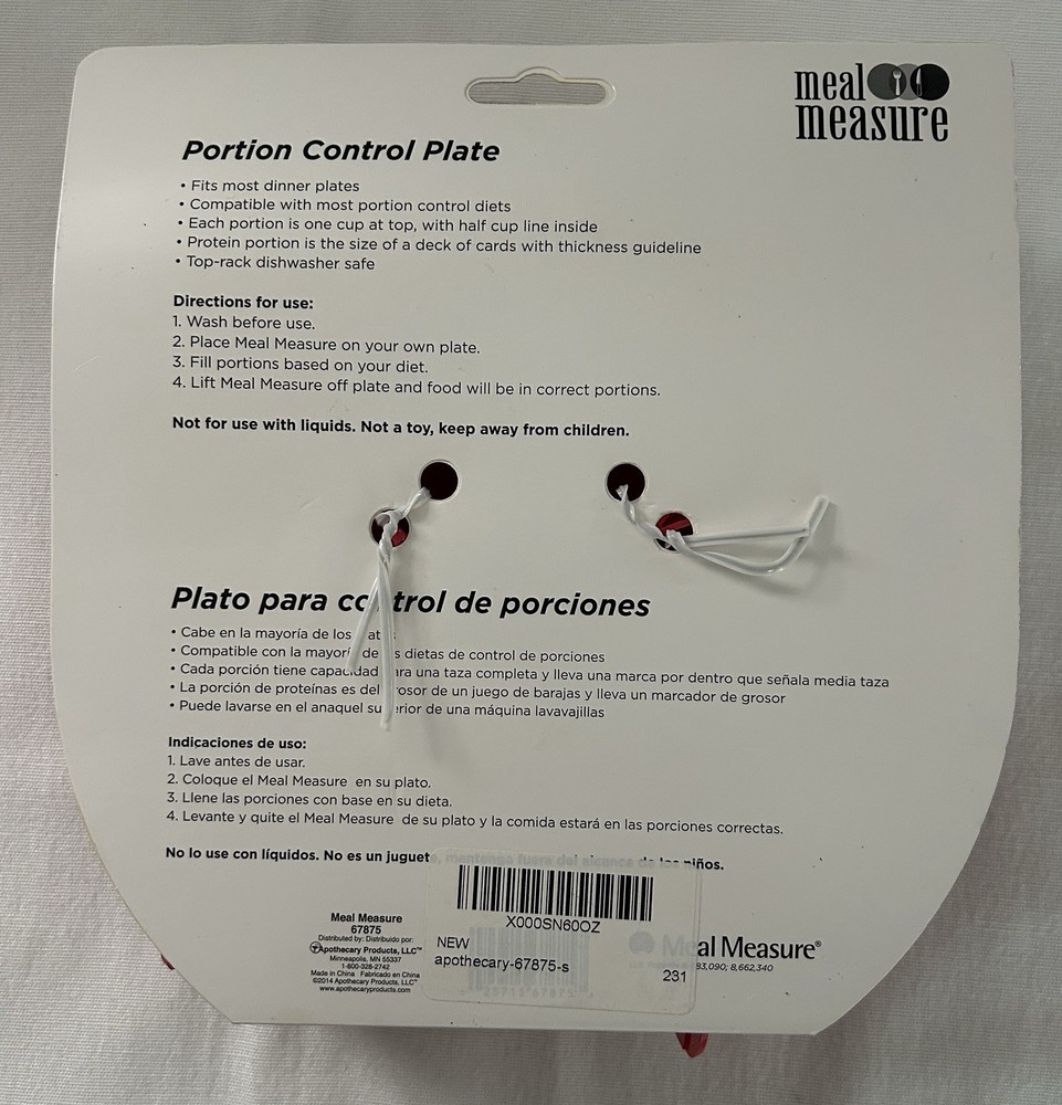 Meal Measure, Portion Control Plate, Red, 1 Count