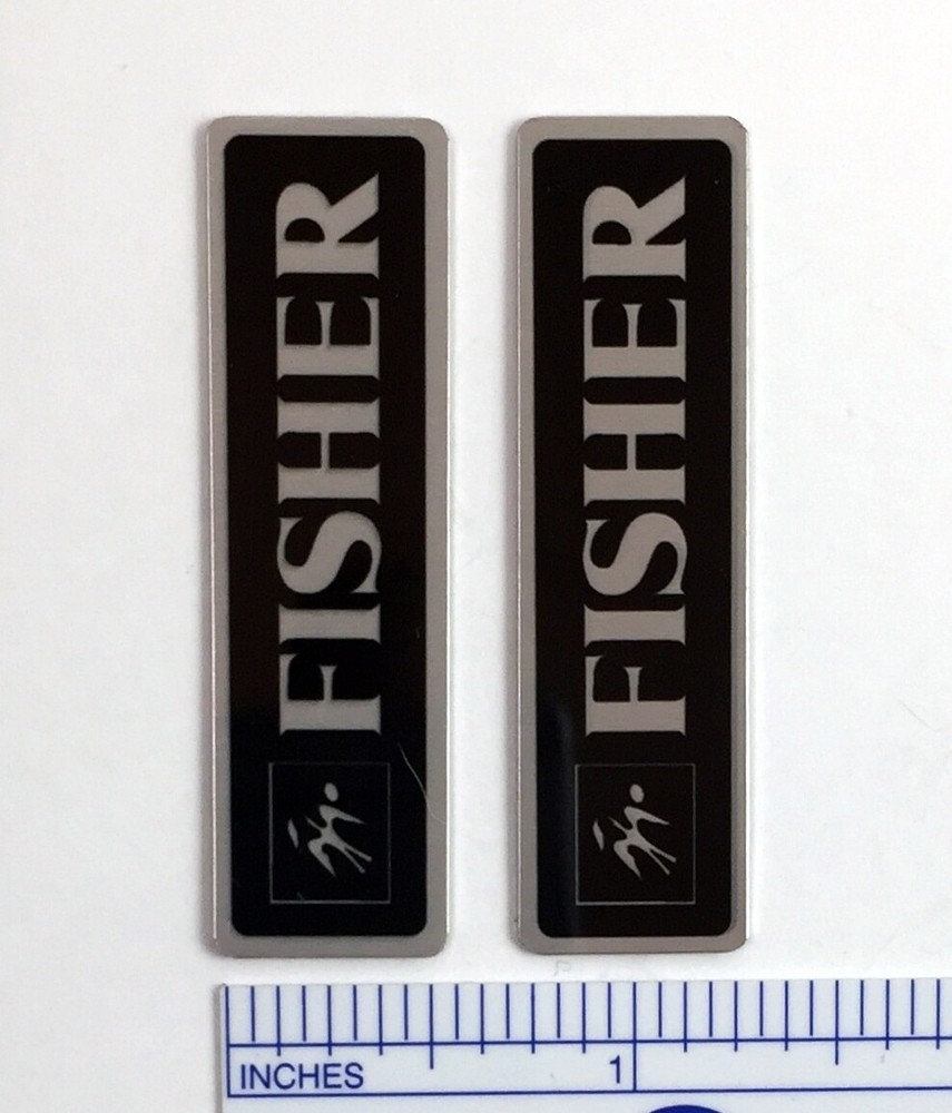 Fisher Speaker Badges Custom Made Aluminum Silver Pair