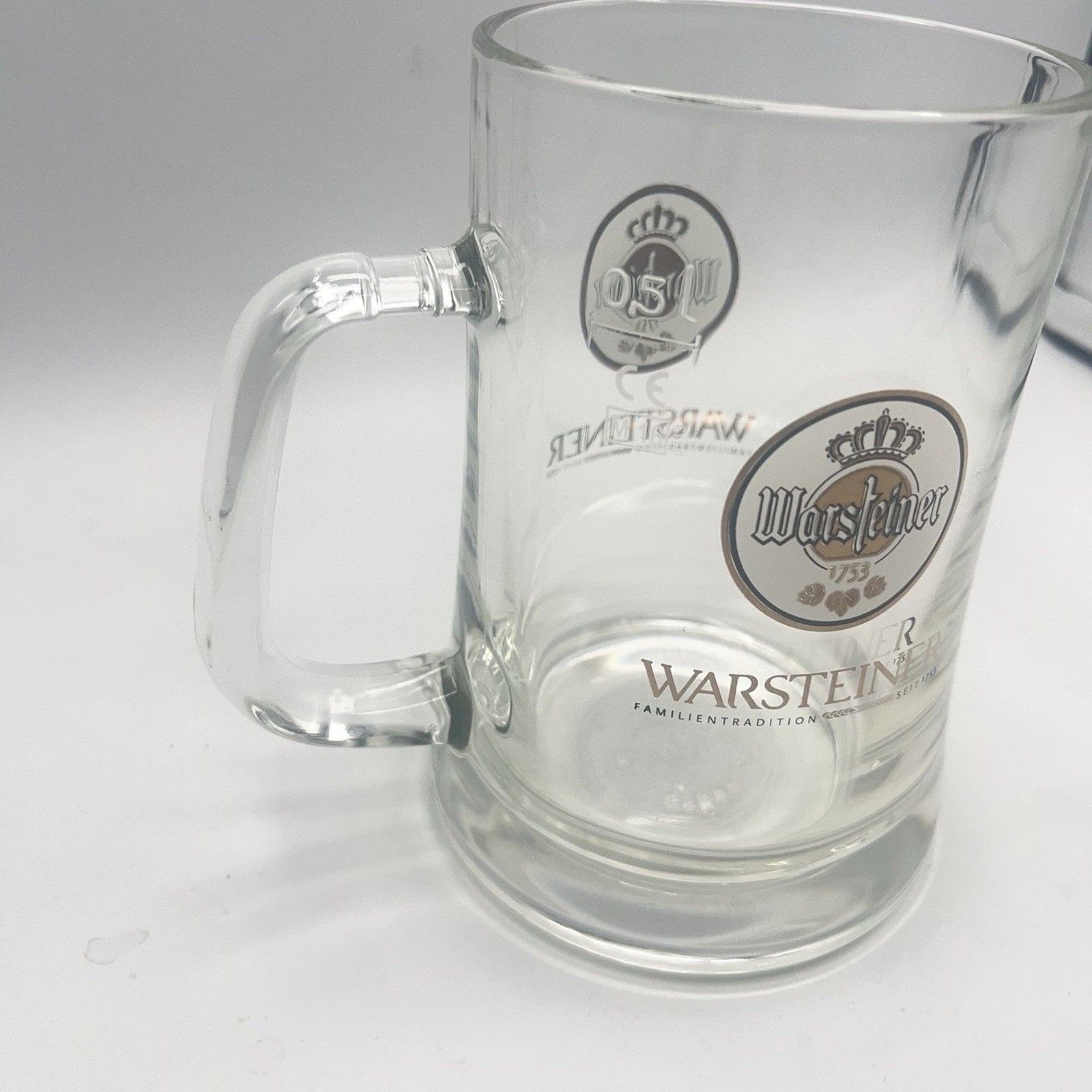 Warsteiner Brewery Germany Glass Beer Stein Mug Tankard Embossed .5L