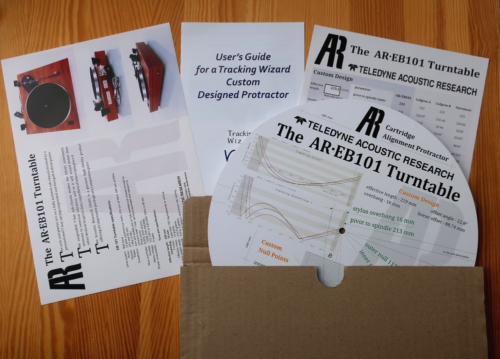 Acoustic Research The AR EB-101 Custom Designed Tonearm Alignment Protractor