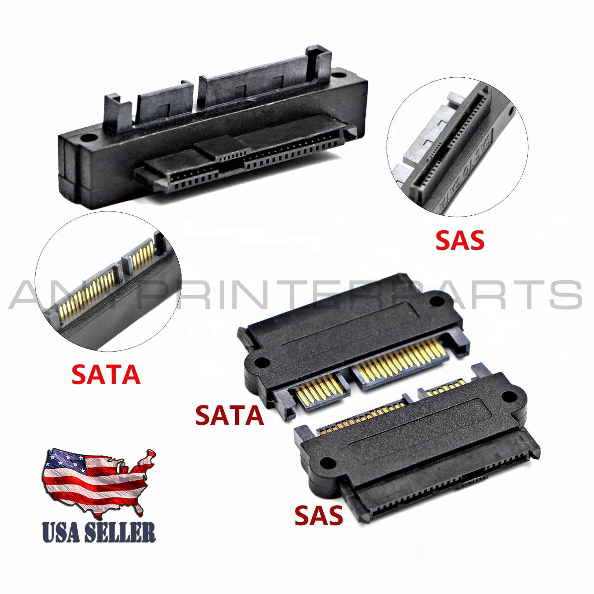 SFF-8482 Computer Cable Connectors SAS to SATA 22 pin HDD Raid Adapter