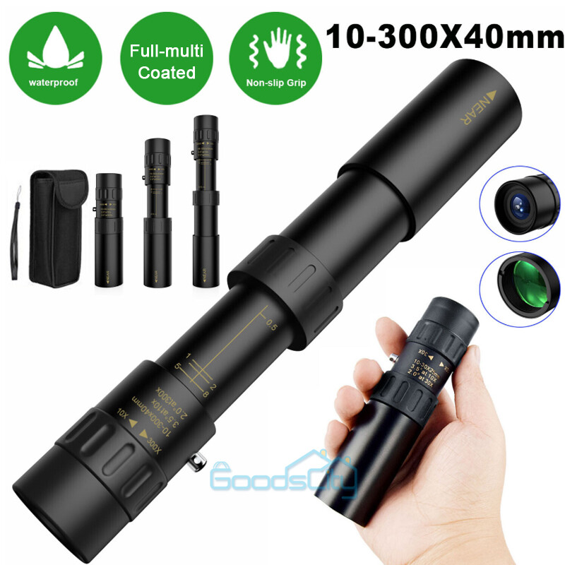 10-300X40mm Zoom HD Military Powerful Monocular Handheld Optics Telescope+Case