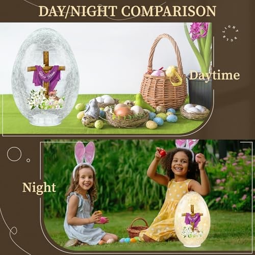Ester Egg Light Decorations, 8.27'' Lighted Glass Egg Tabletop Decor He is
