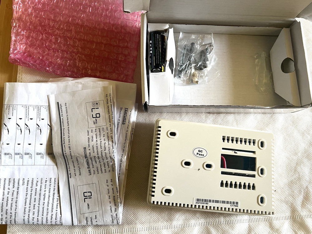 ControlTemp CT7668 Basic Tamper Proof Thermostat White, everything in the box