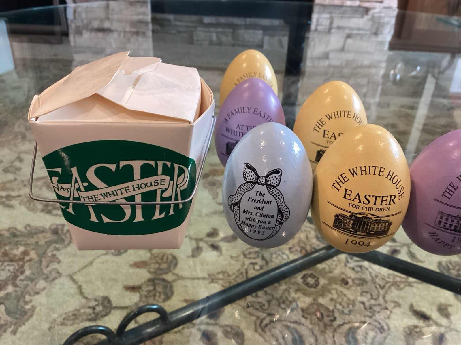 11 Clinton White House Easter Eggs 1993-2000 Incl. (3) 1993 & Box (See Listing)