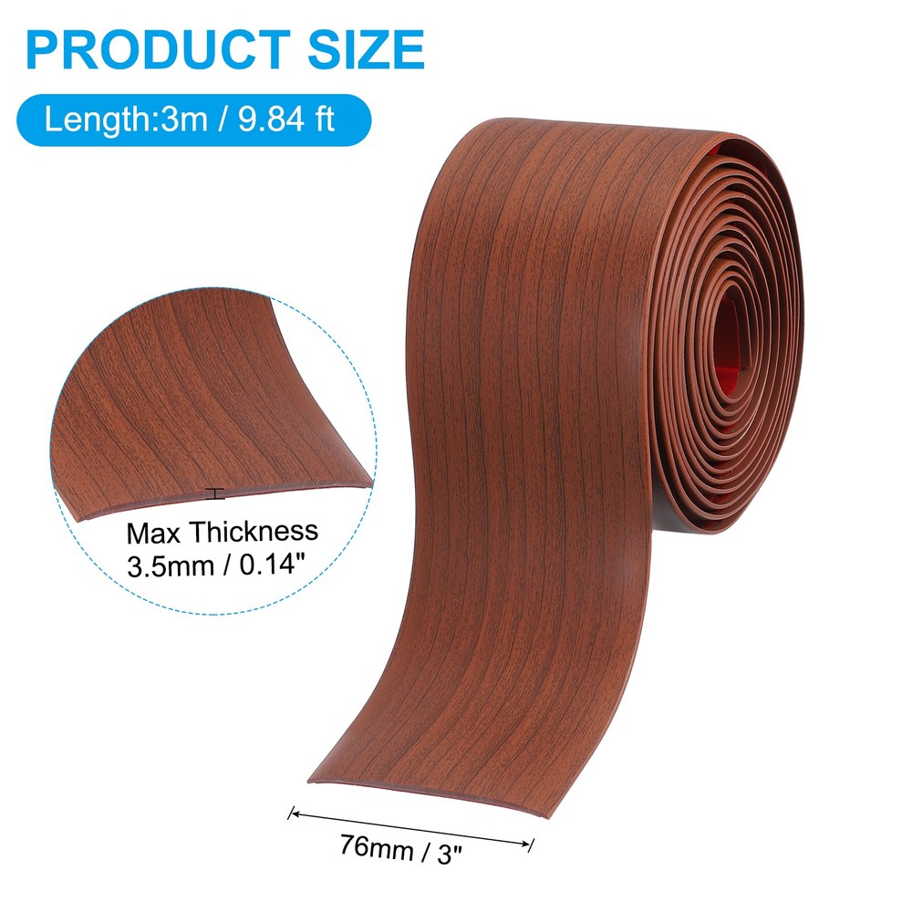 Self Adhesive Floor Transition Strip 10ftx3" Vinyl Divider Walnut
