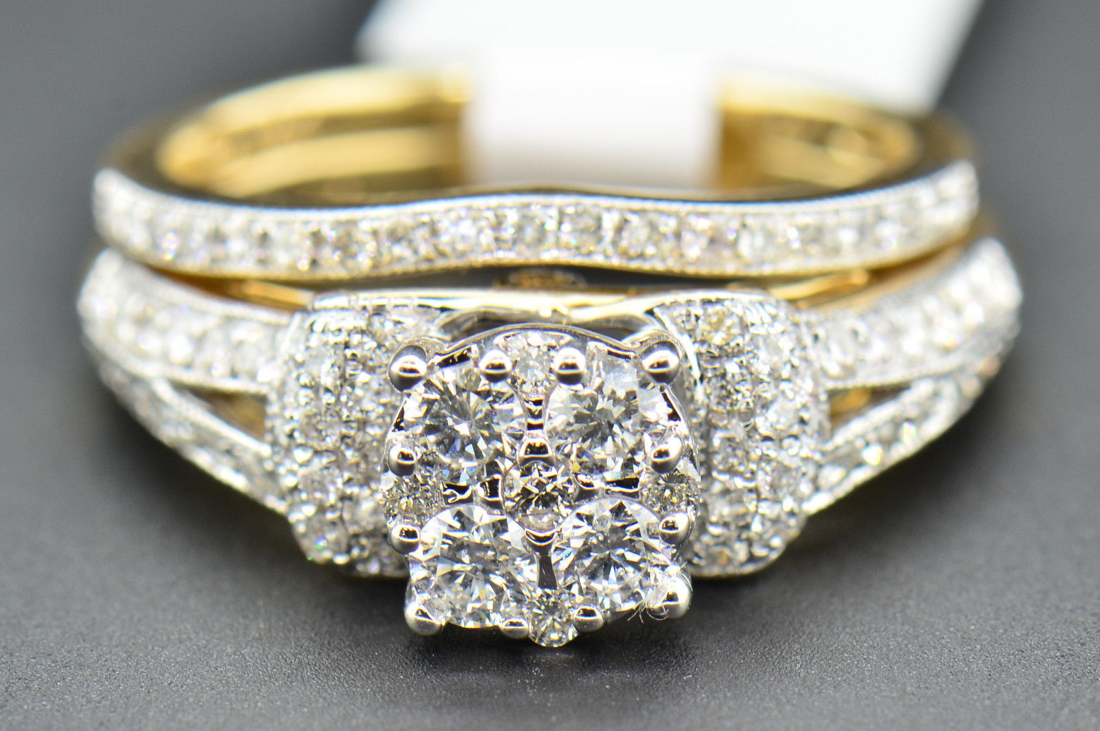 Diamond Bridal Set Engagement Ring & Wedding Band 14K Yellow Gold 1.25 Ct