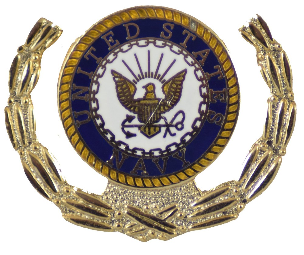 NAVY WREATH HAT PIN