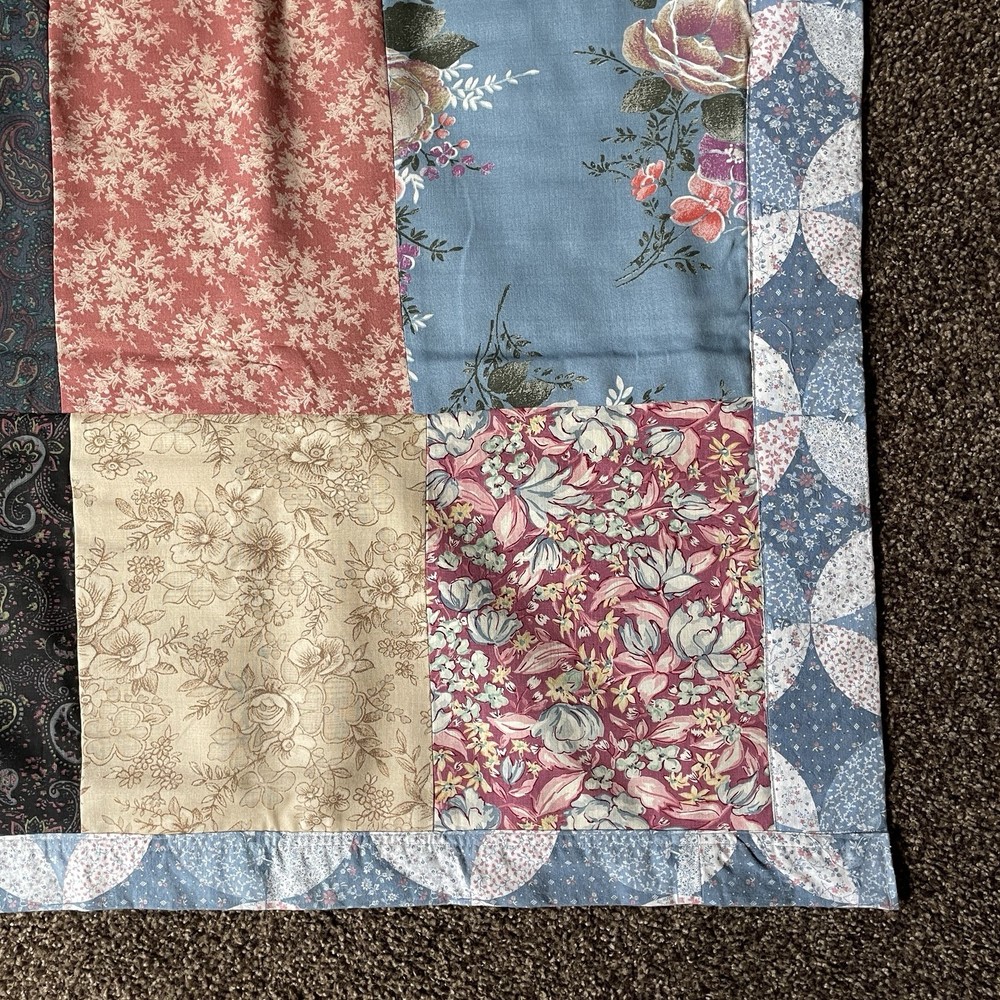 Patchwork Lap Quilt Wall Hanging Handcrafted Machine Stitched 44 x 46 MINT