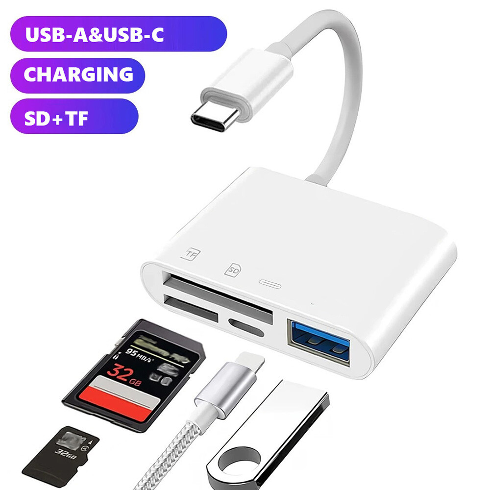 iOS iPhone iPad Android OTG USB Adapter HUB MMC Card Reader Charge/Data Transfer